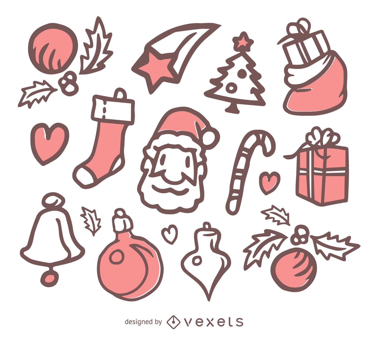 Conjunto simple de doodle de Navidad