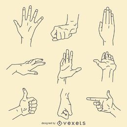 Handgestenzeichen-Illustrationssatz
