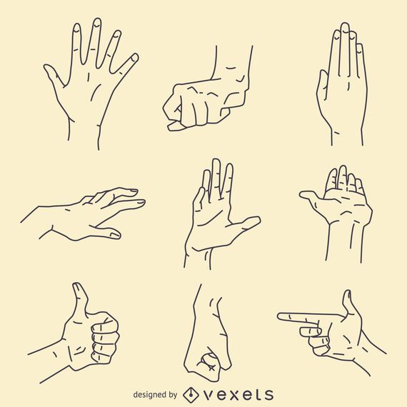 Hand gestures signs illustration set Hand gestures signs illustration set