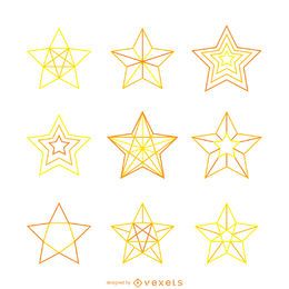 Isolated yellow star illustrations set