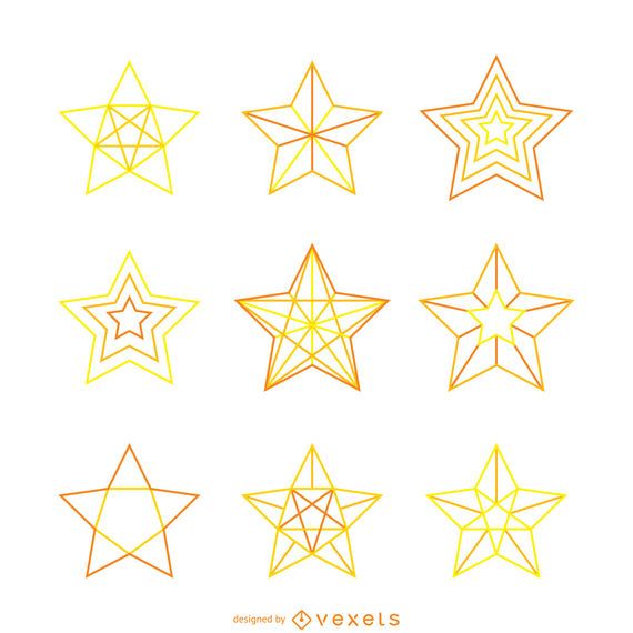 Isolated yellow star illustrations set Isolated yellow star illustrations set