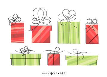 Isolated linear gift box illustration Isolated linear gift box illustration