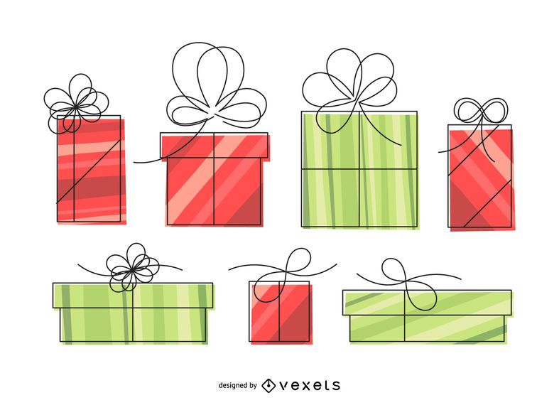 Ilustración de caja de regalo lineal aislada Ilustración de caja de regalo lineal aislada