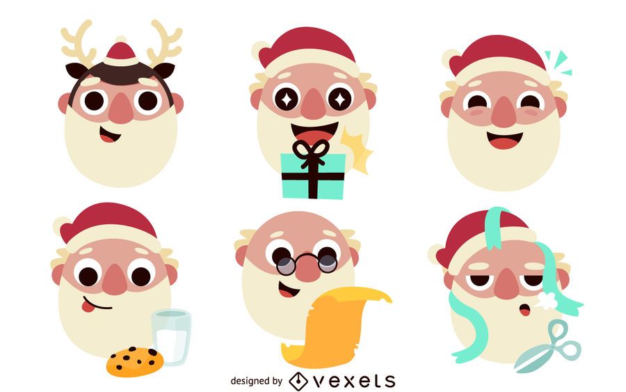 6 flat Santa Claus illustrations 6 flat Santa Claus illustrations