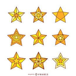9 conjunto de ilustraciones de estrellas aisladas