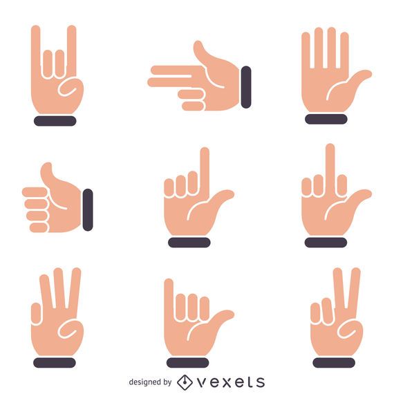 Flat hand signs illustrations Flat hand signs illustrations
