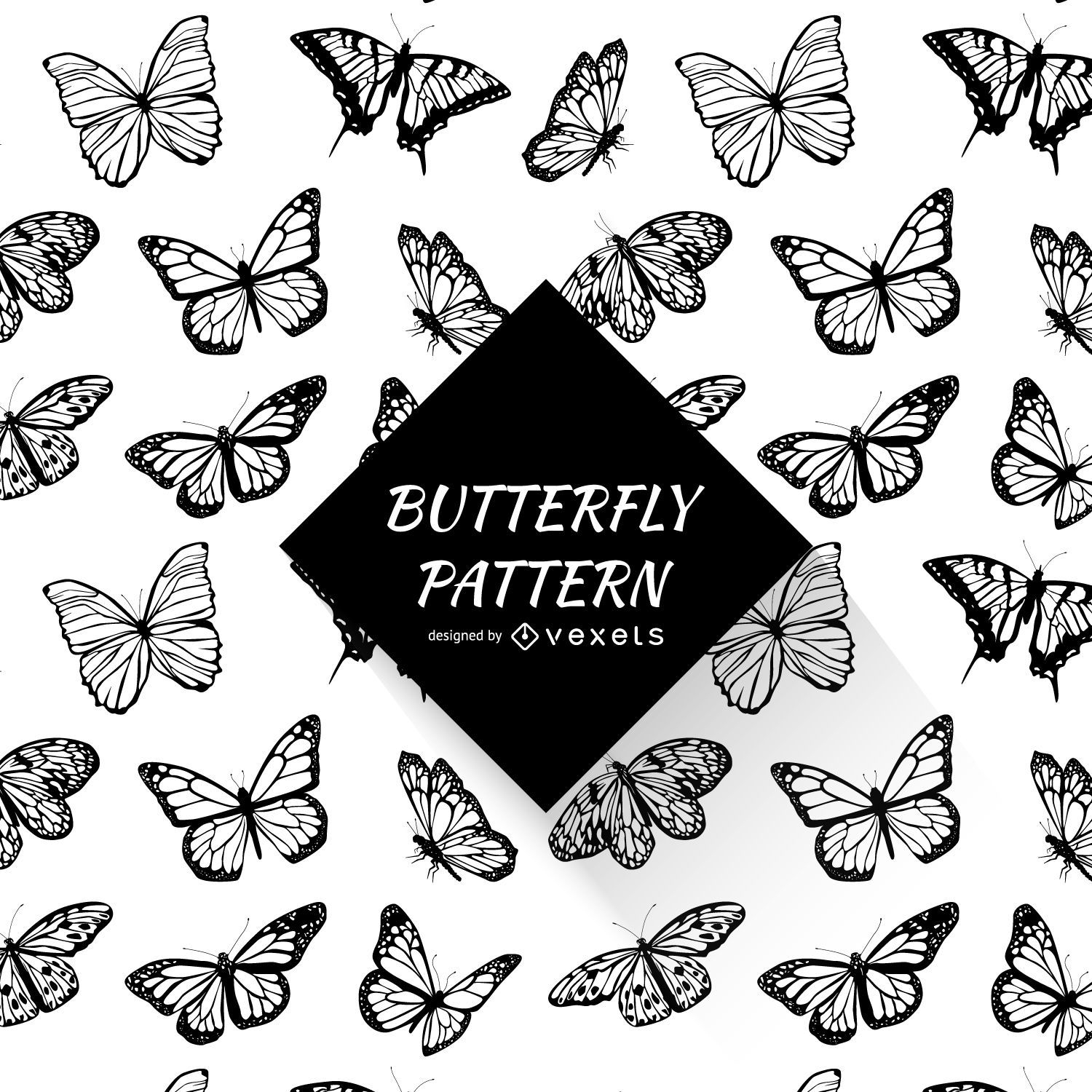 Black and white butterfly pattern