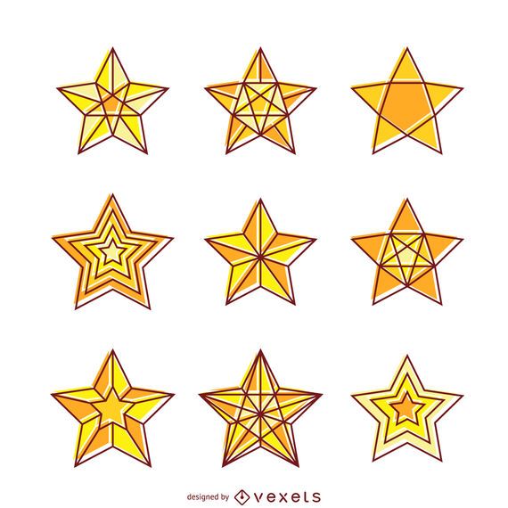 Bright yellow star illustration set Bright yellow star illustration set