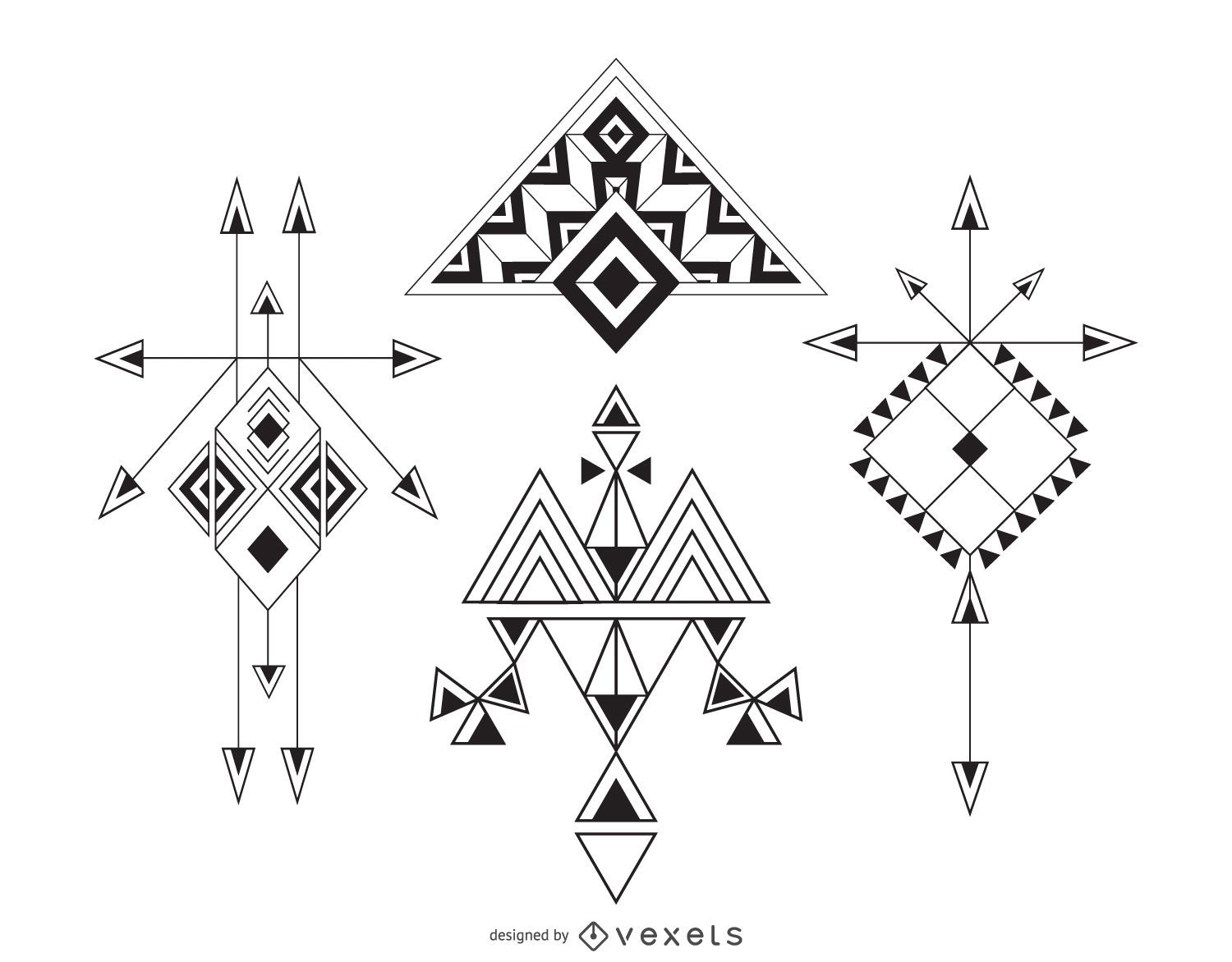 Geometric ethnic illustration set