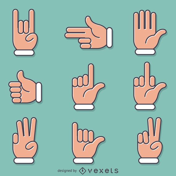 Flat hand signs gestures set Flat hand signs gestures set