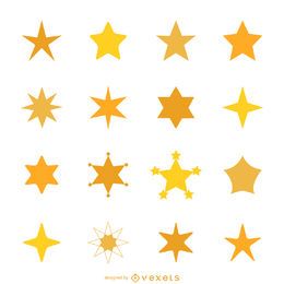Star icon silhouette set