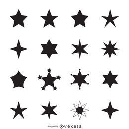 Simple star icon silhouettes