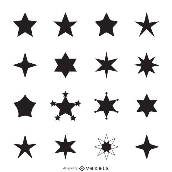 Simple star icon silhouettes Simple star icon silhouettes