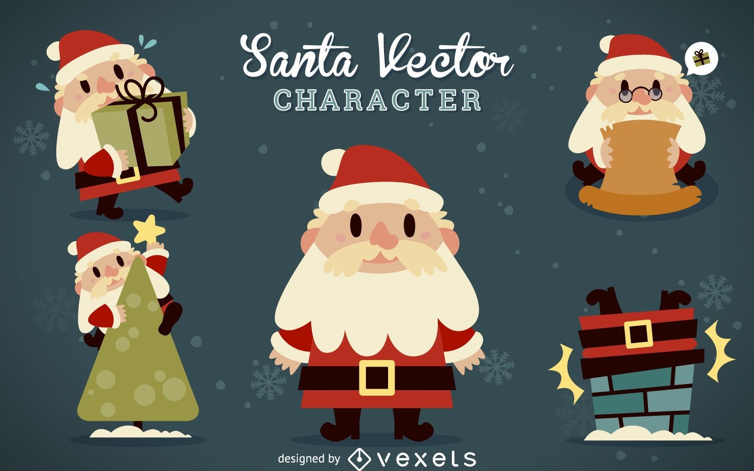 Dibujos animados planos de Santa Claus