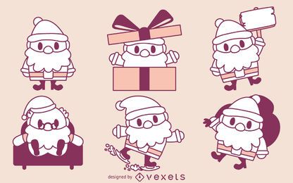 Cartoon Santa outlines set