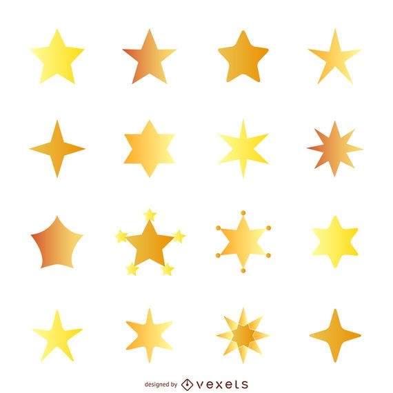 Flat Star Illustration With Gradient Set - Vector Download