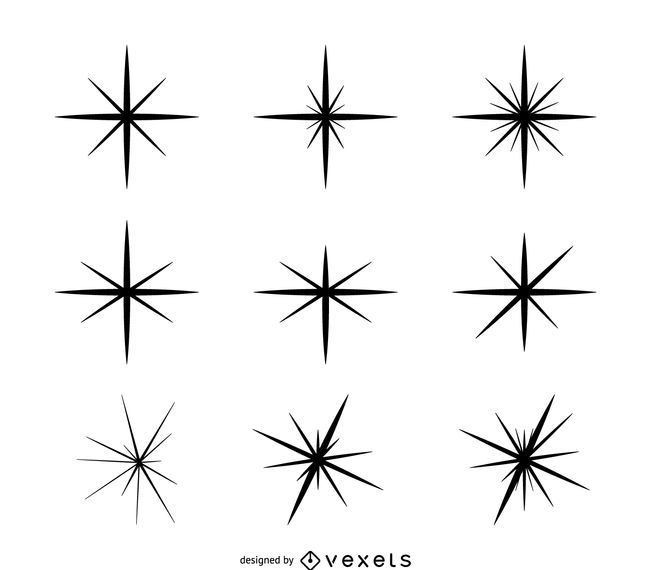 Conjunto De Destellos De Estrellas Aisladas - Descargar Vector