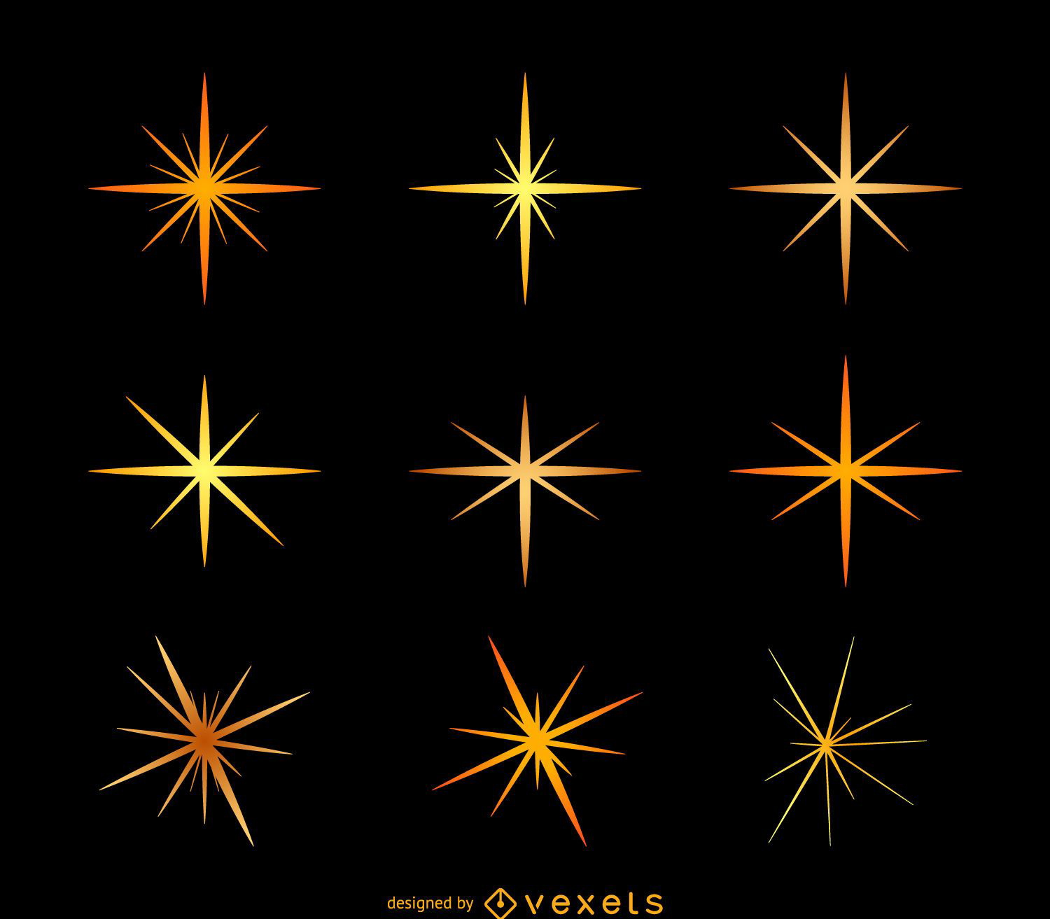 Conjunto de ilustración de destellos de estrellas