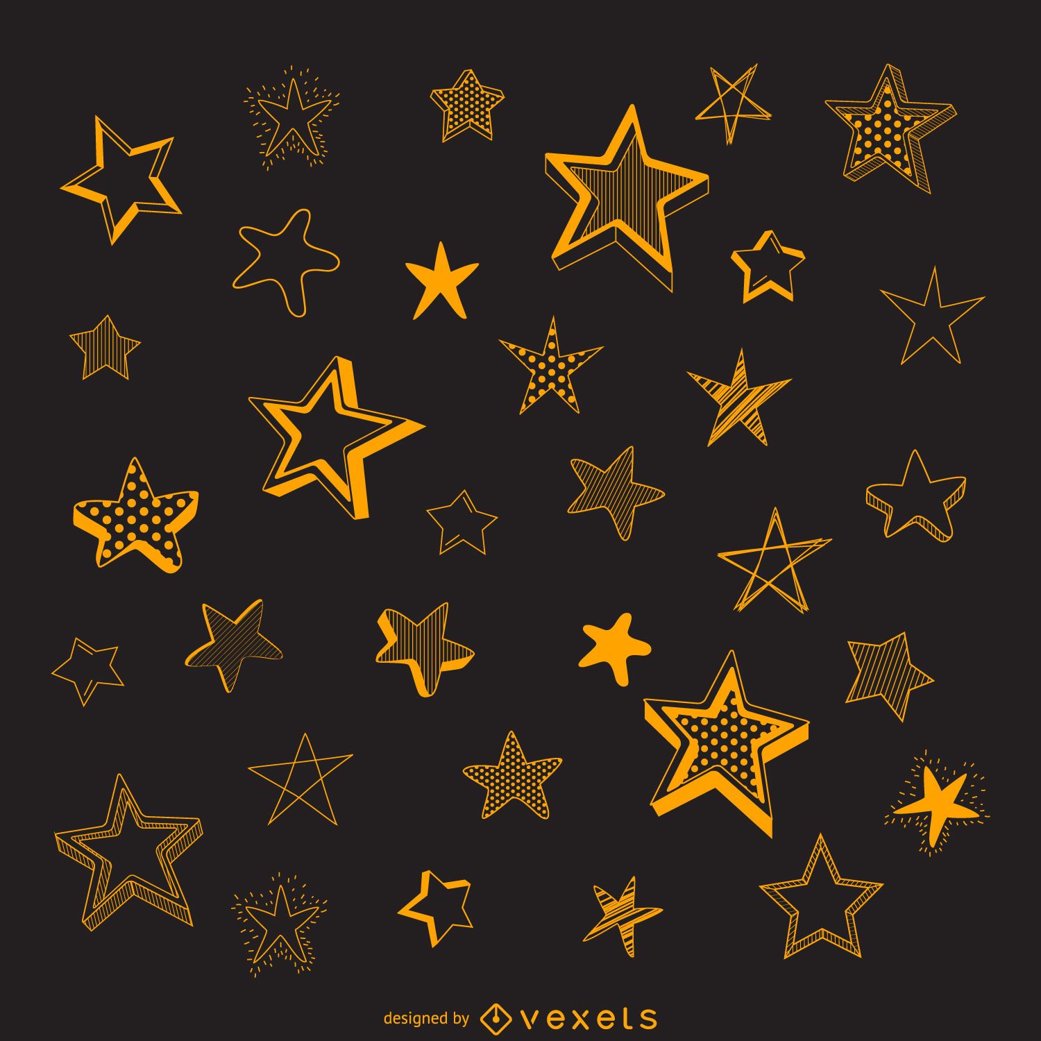 Isolated star sketches illustration