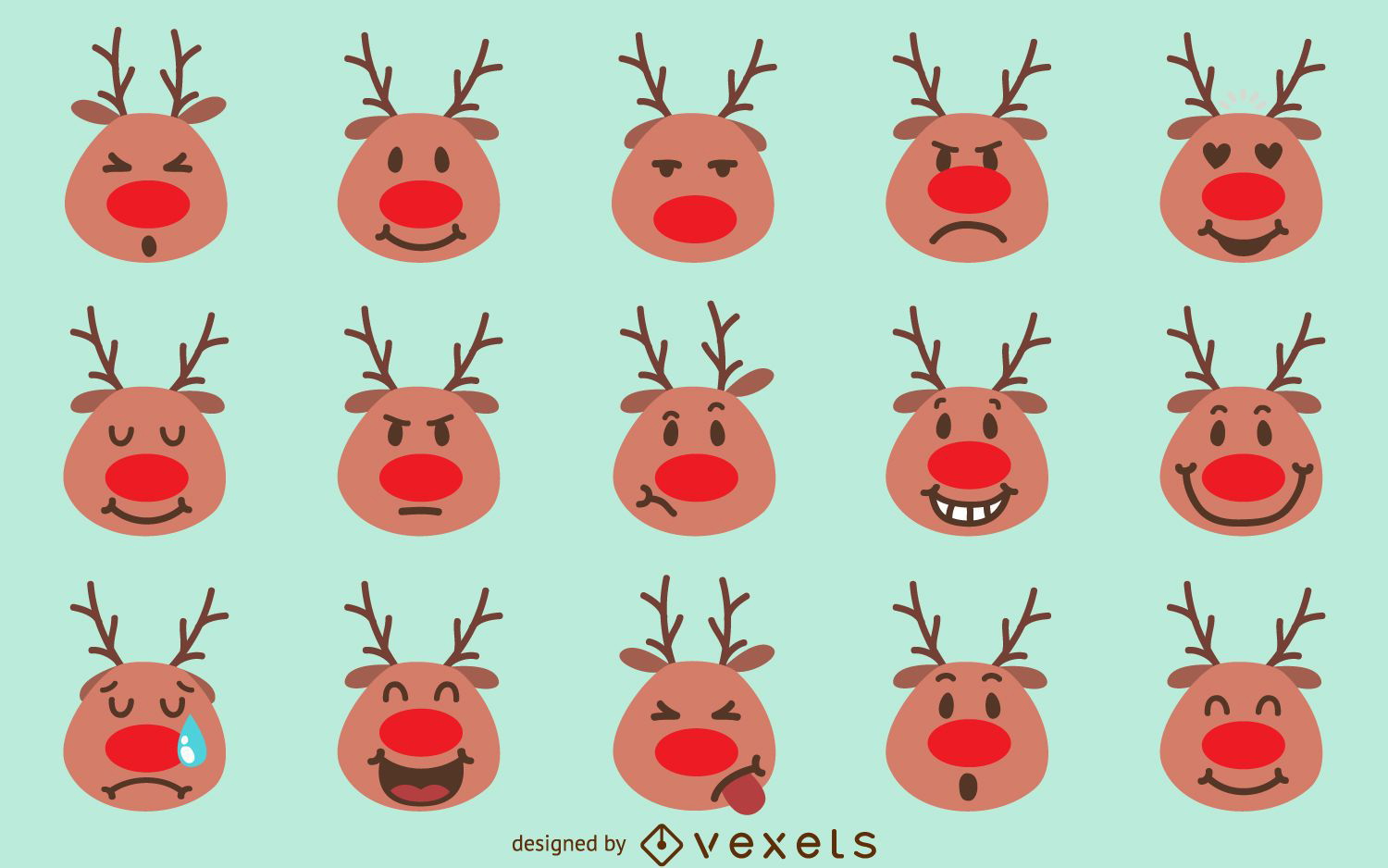 Paquete de emoji de renos navideños