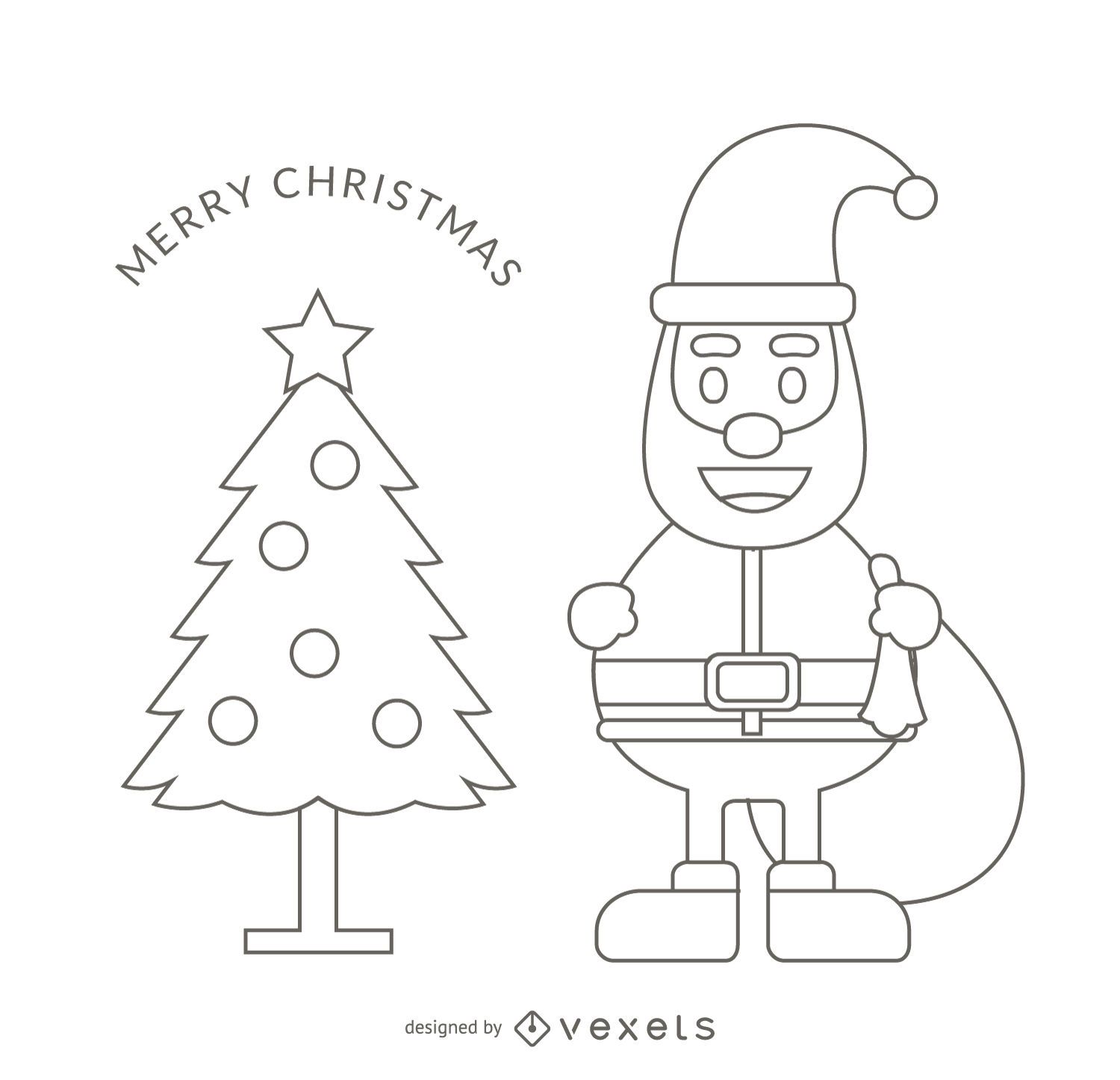 Santa outline stroke illustration