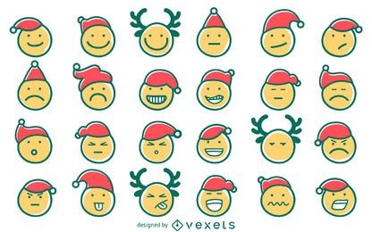 Conjunto de emoji de Natal desenhado à mão