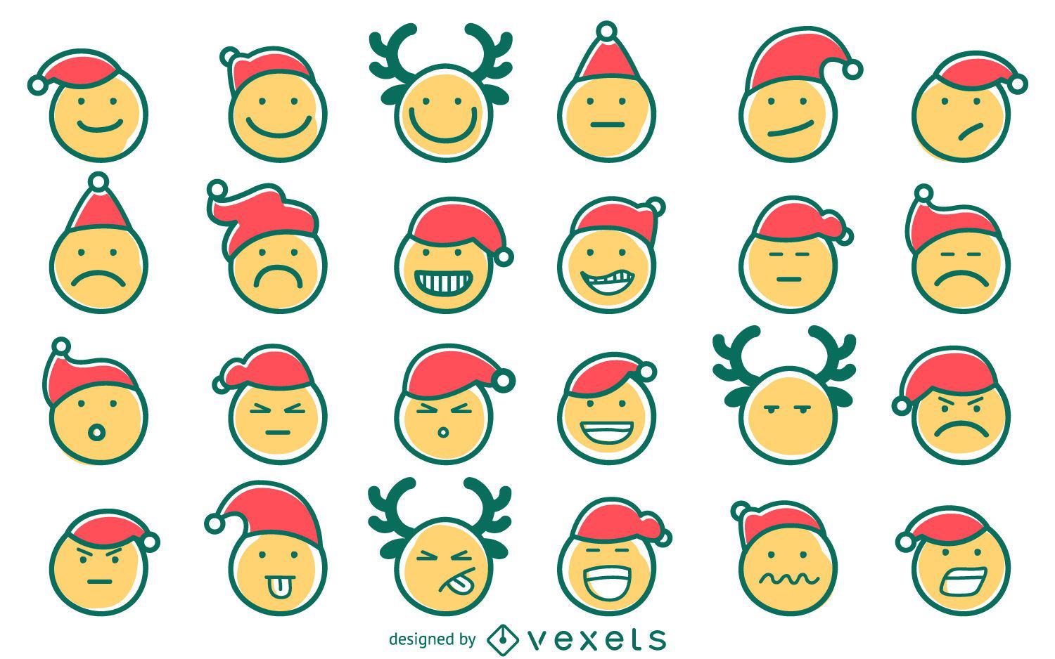 Conjunto de emoji de Natal desenhado ? m?o