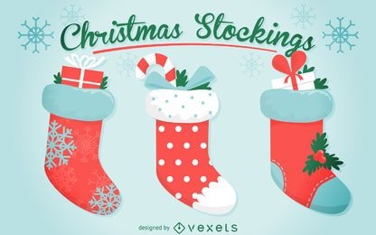 3 conjunto de ilustración de calcetín navideño