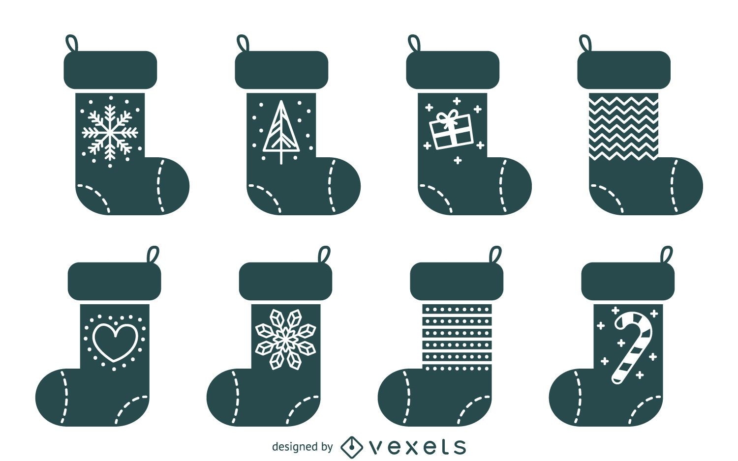 Basic Christmas stocking illustration set