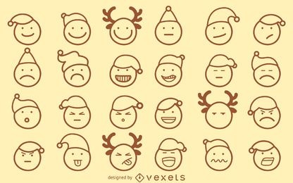 Conjunto de esboço de emoji de Natal