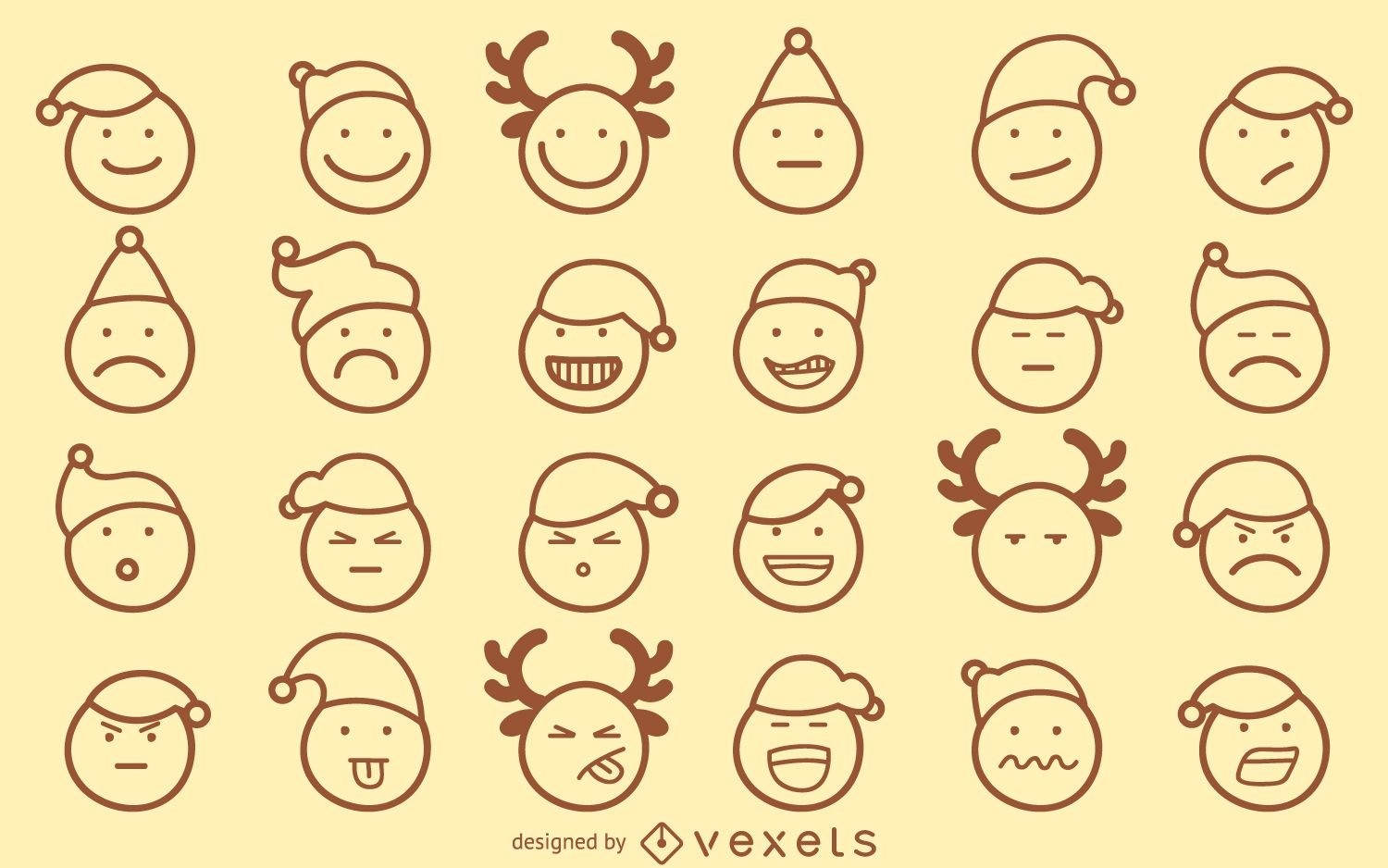 Weihnachts-Emoji-Umriss-Set