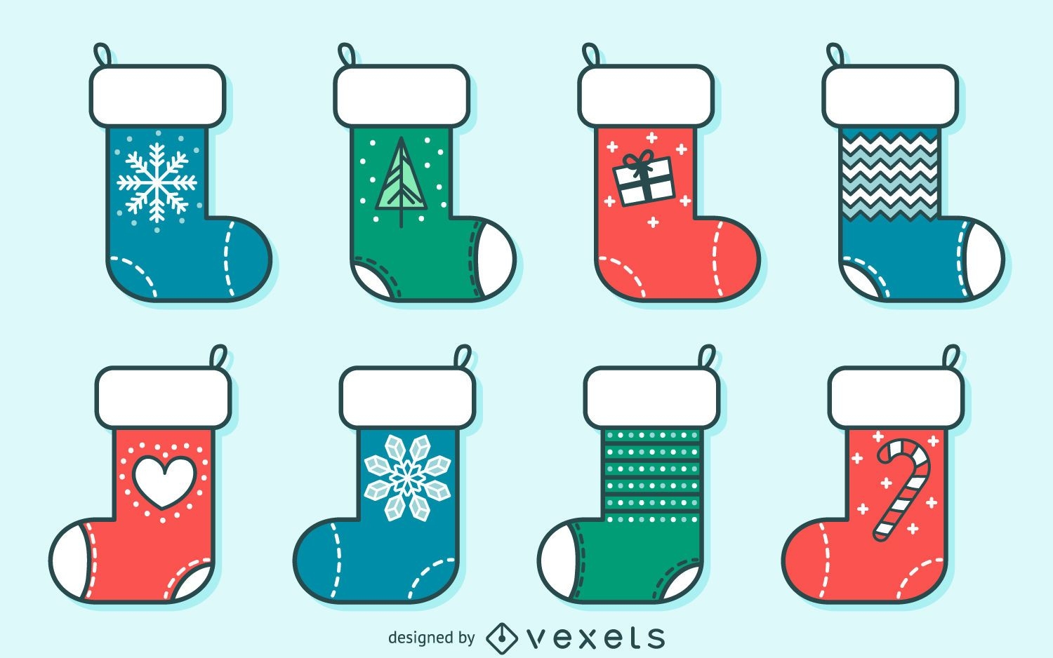 Christmas stocking stroke illustrations