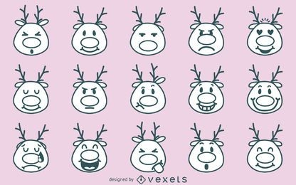 Colección de emoji de renos navideños