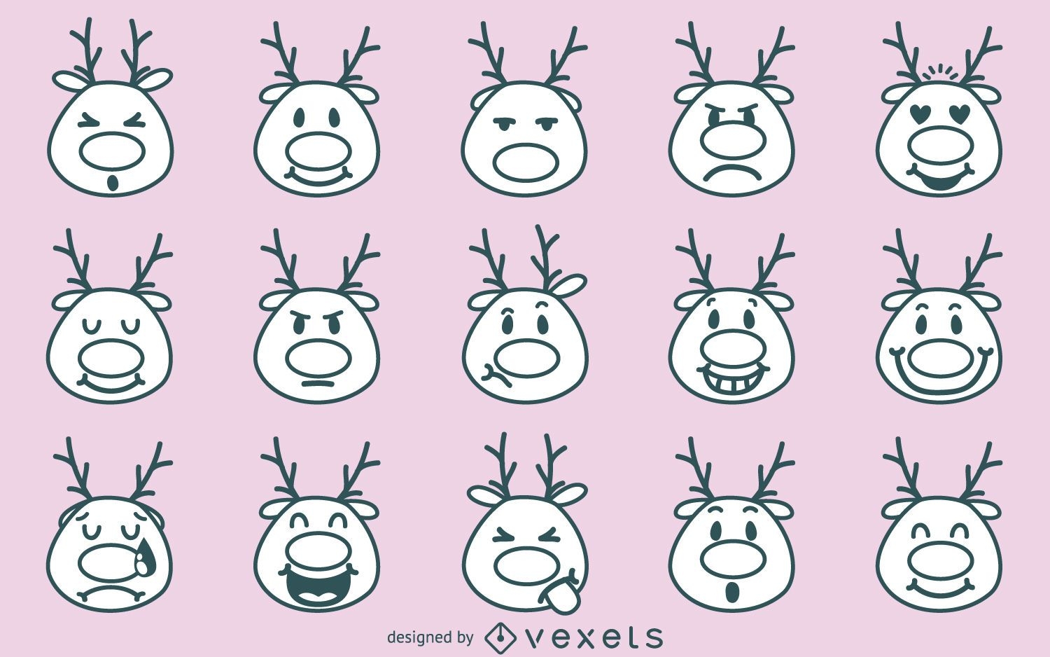 Weihnachts-Rentier-Emoji-Sammlung