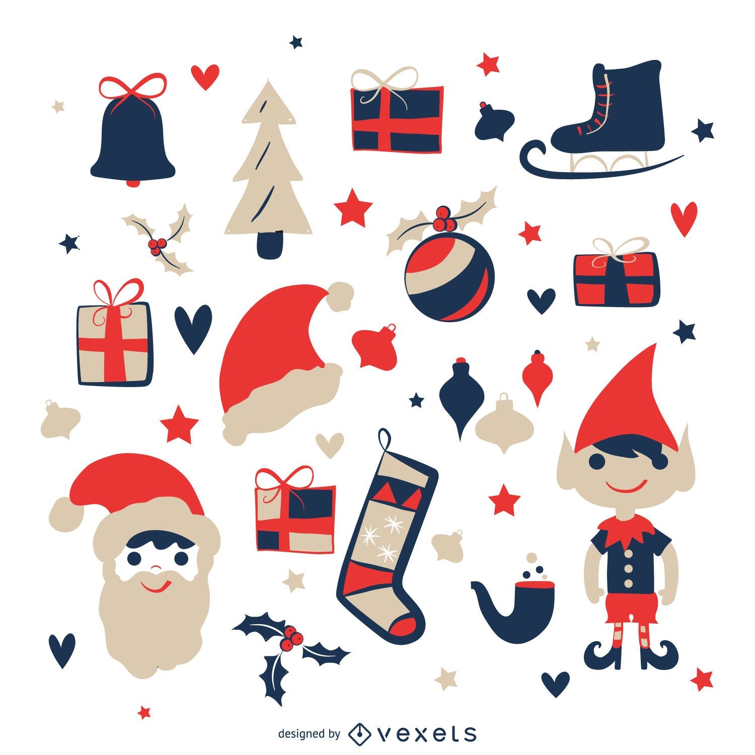 Christmas elements illustration set
