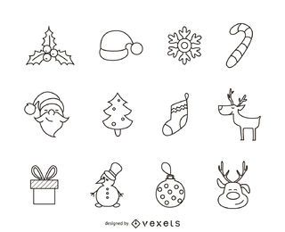 12 Weihnachtsikonen-Umriss-Set
