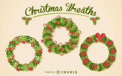 Christmas wreath illustration pack