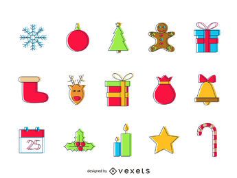 Conjunto de iconos de efecto de compensación de Navidad
