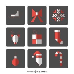Square Christmas icon set