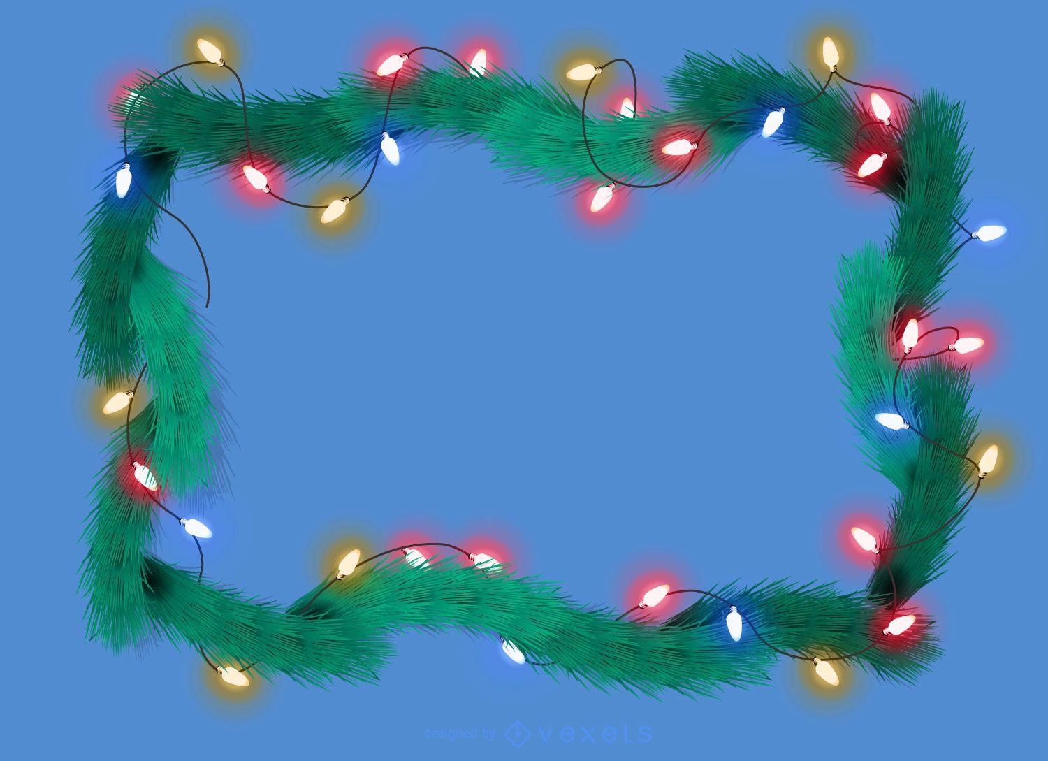 Guirnalda de luces de navidad marco de pino