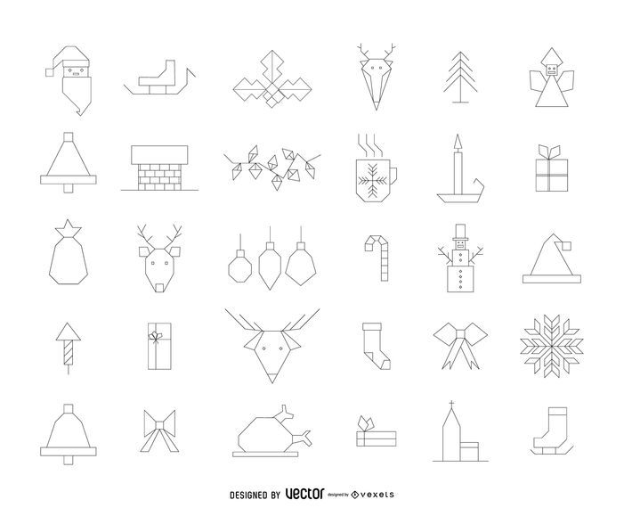 Ícono de Navidad geométrica describe paquete Ícono de Navidad geométrica describe paquete