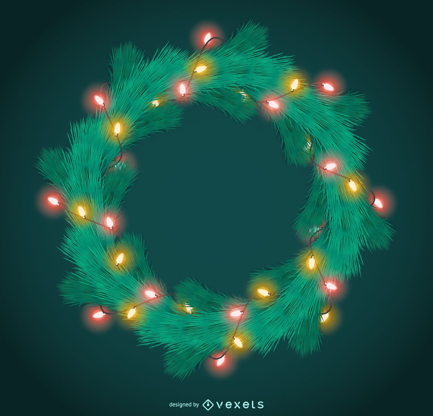 Christmas garland with lights frame