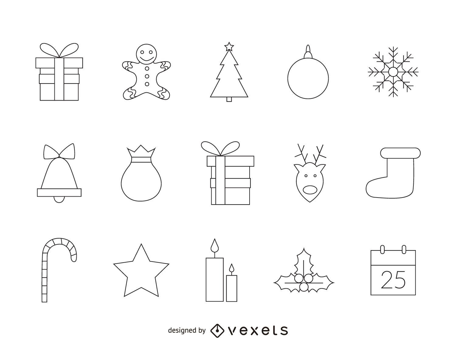 Geometric Christmas icon set