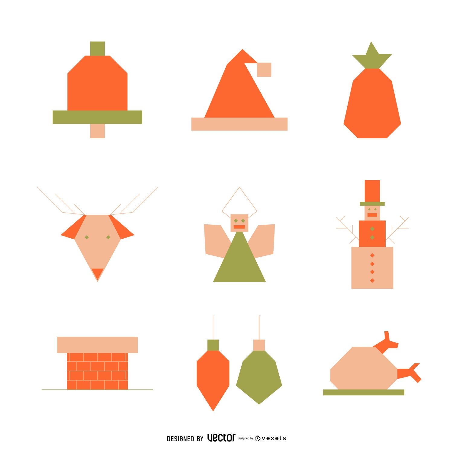 Christmas elements icon set