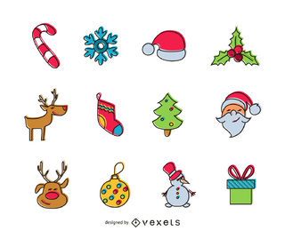 Offset Christmas icon set Offset Christmas icon set