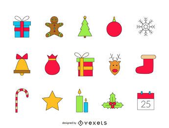 Drawn Christmas icon set