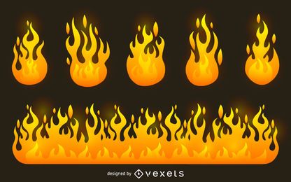 Feuerflamme Illustrationssatz