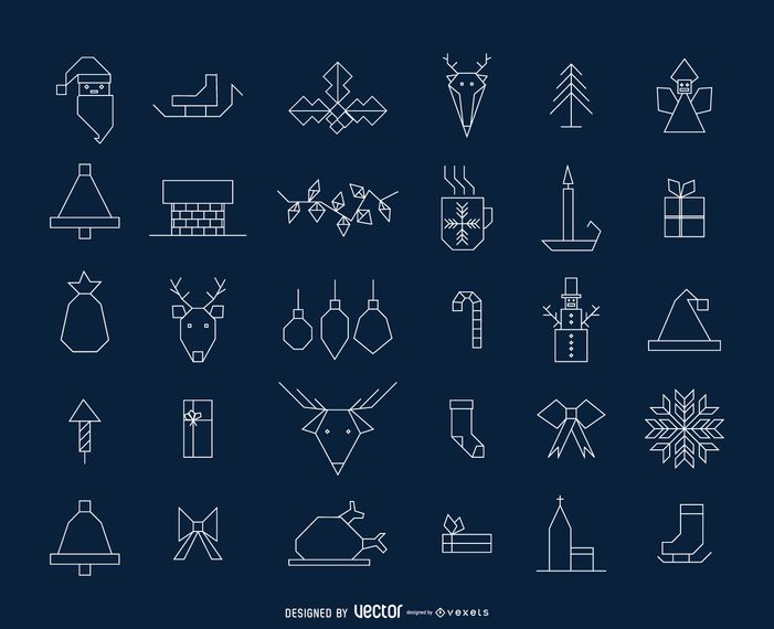 Coleção de ícone de Natal geométrica Coleção de ícone de Natal geométrica