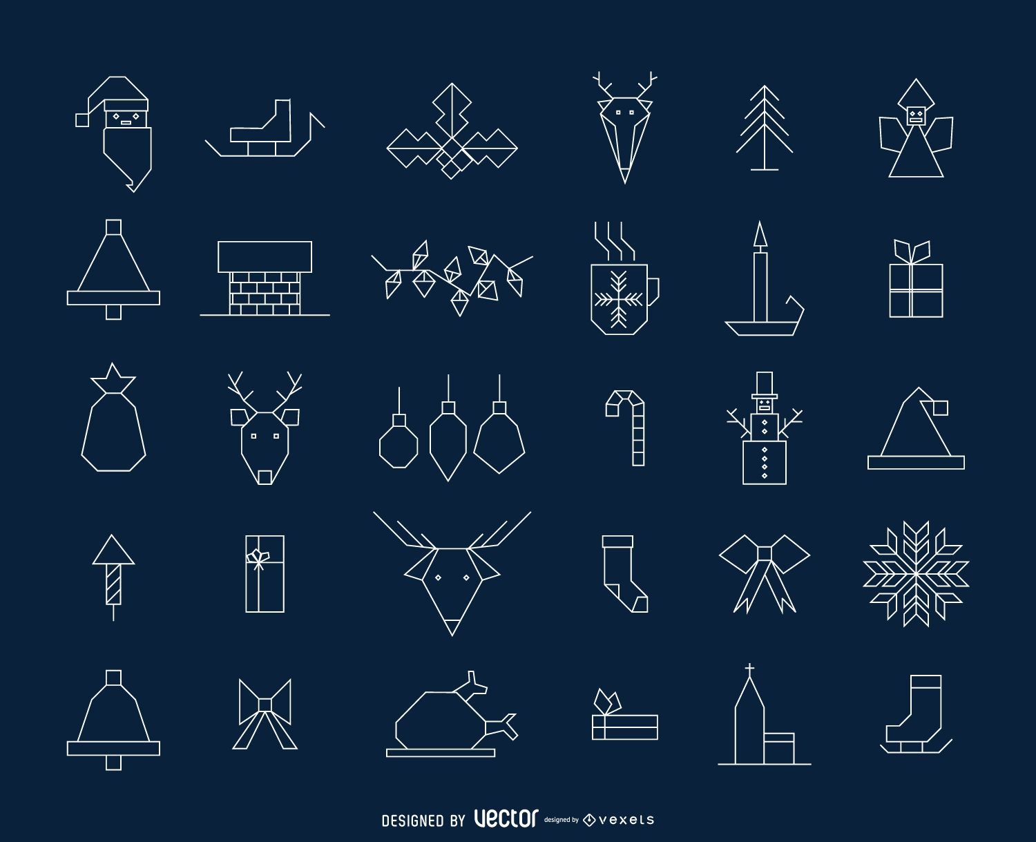 Colección geométrica de iconos navideños