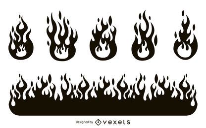 Feuerflamme Silhouette gesetzt